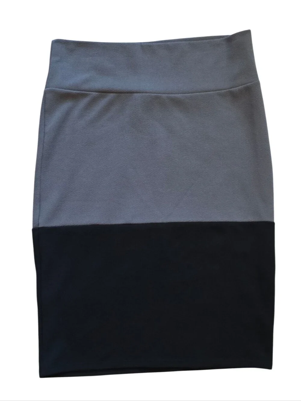 LuLaRoe Cassie Large Black and Gray Color Block Pencil Skirt - Picture 3 of 6